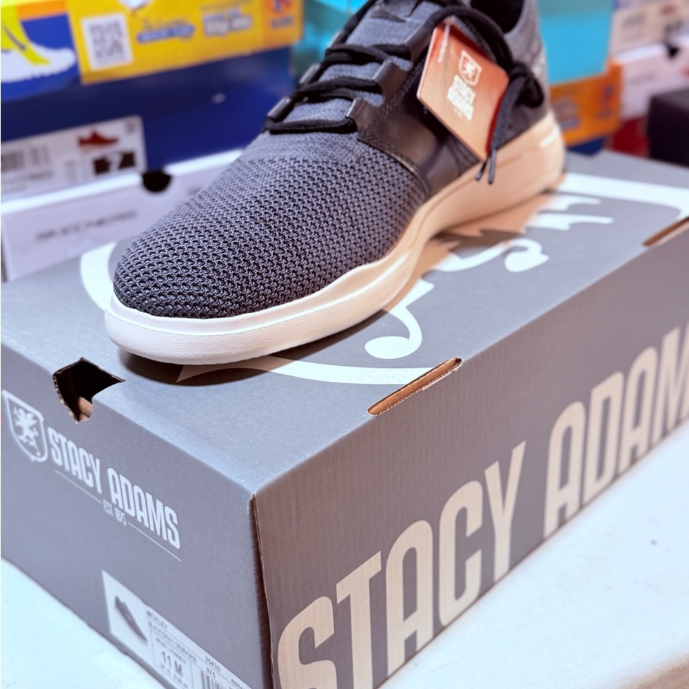 Stacy Adams Gray and Tan Sneakers with Knit Mesh Upper